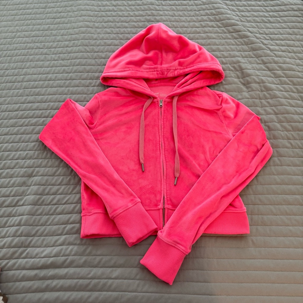 Hot Pink Y2K velour jacket